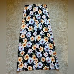 Wrap Front Floral Maxi Skirt